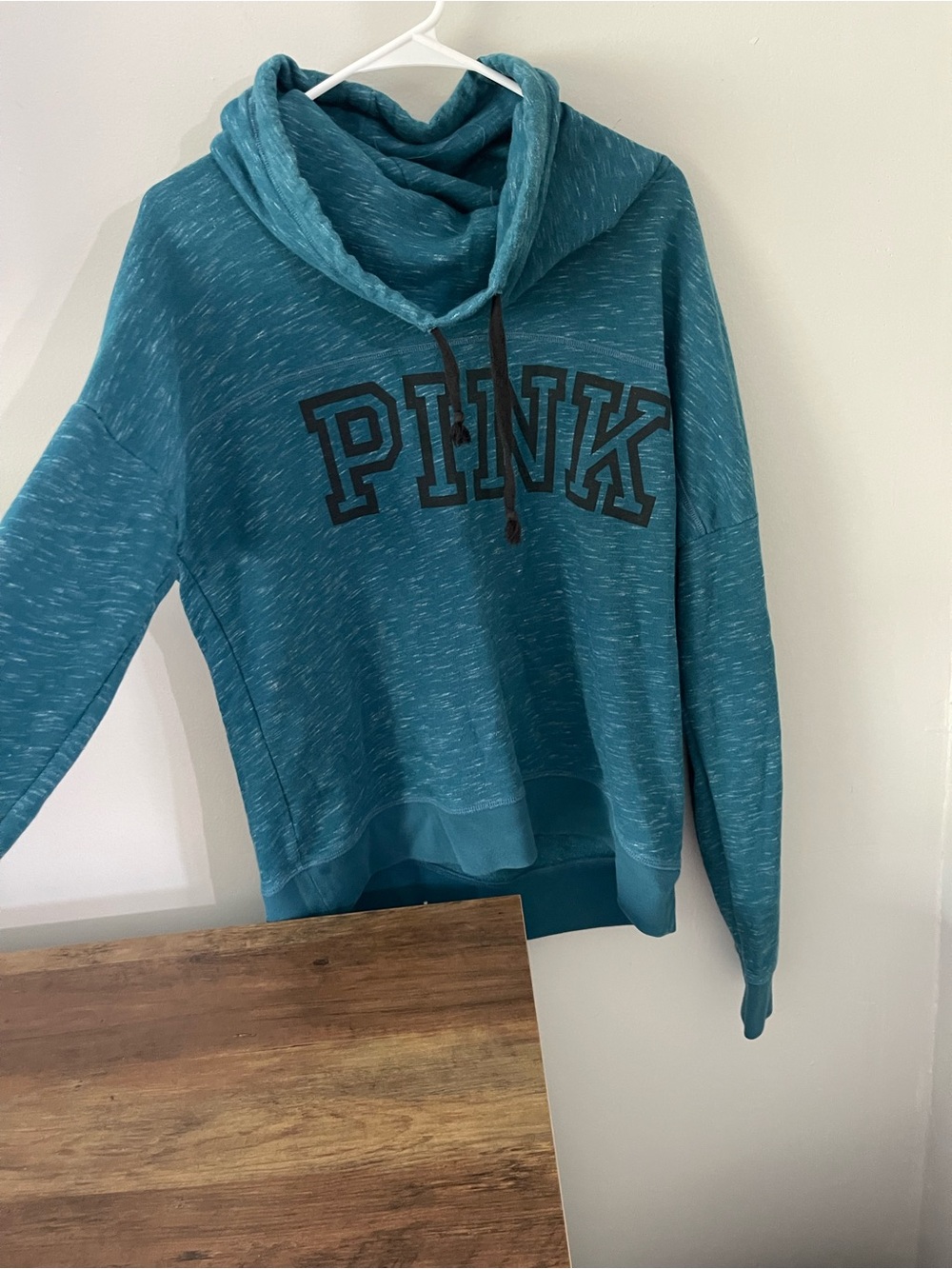 PINK Victoria's Secret Women's Teal Pullover Hoodie Sweater size Large